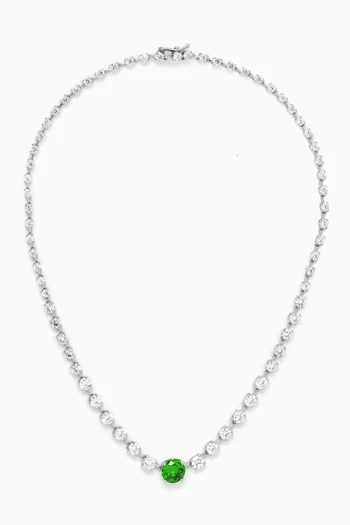 قلادة مرصعة بأحجار زركونيا دائرية نحاس مطلي روديوم