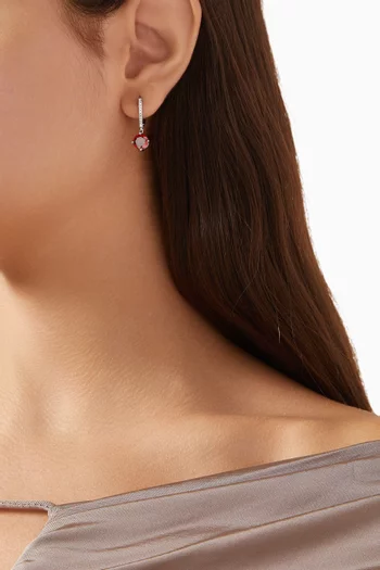 CZ Round Drop Earrings in Rhodium-plated Brass