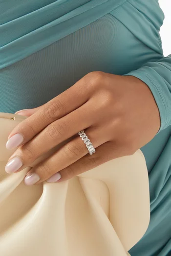 CZ Band Ring in Rhodium-plated Brass