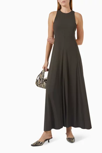 فستان طويل بفتحة مزيج فيسكوز