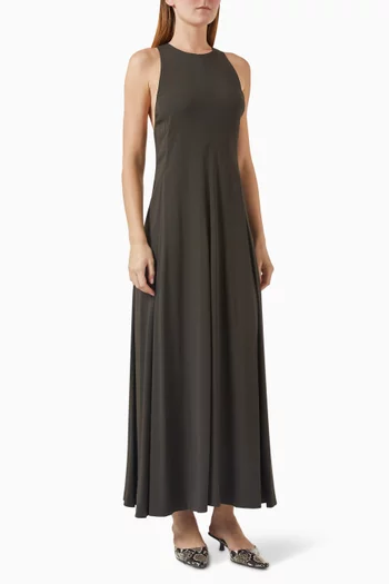 فستان طويل بفتحة مزيج فيسكوز