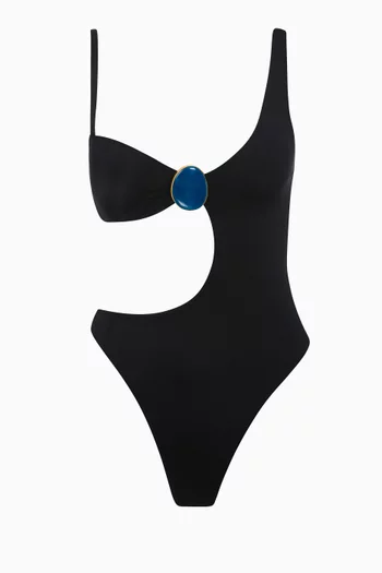 Agate Embellished Cutout One-piece Swimsuit