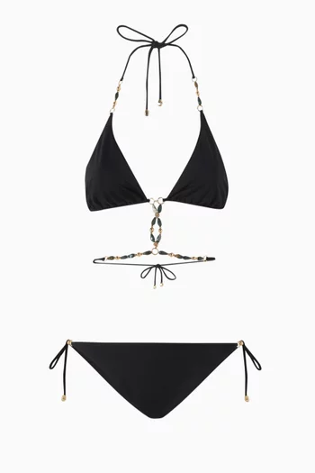 Labradorite & Hematite Embellished Triangle Bikini Set