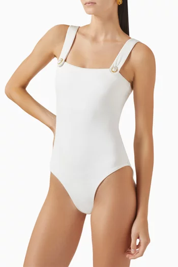 Pearl Button Embellished One-piece Swimsuit
