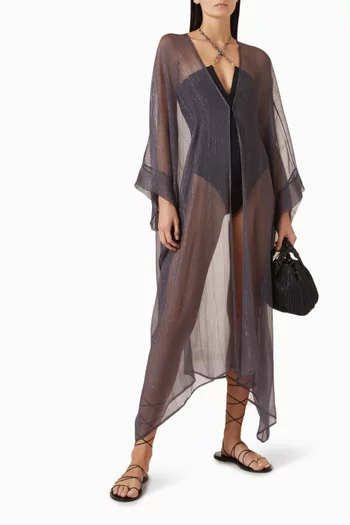 Sequinned Maxi Kaftan in Silk
