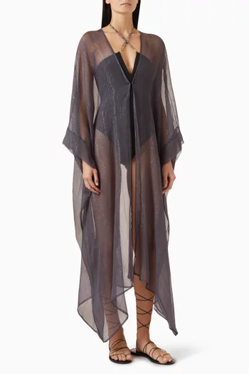 Sequinned Maxi Kaftan in Silk