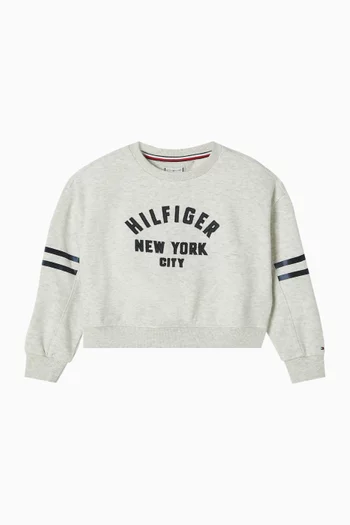 Batwing Sleeve Logo Sweatshirt in Cotton-blend