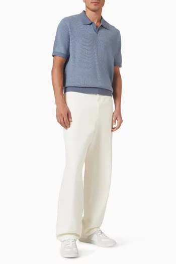 Johnny-collar Sweater in Cotton Blend