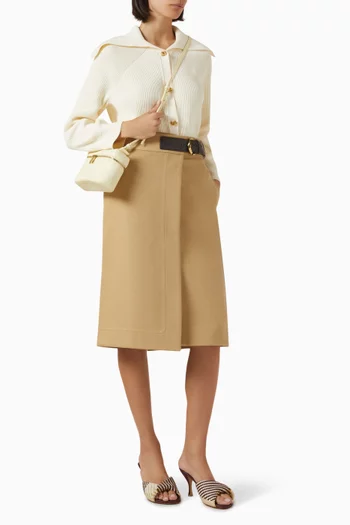 Belted Midi Skirt in Cotton Canvas