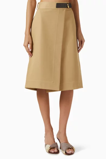 Belted Midi Skirt in Cotton Canvas