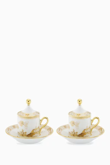 Oriente Italiano Coffee Cup & Saucer in Porcelain, Set of 2