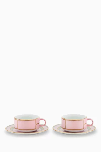 Colonna Tea Cup & Saucer in Porcelain, Set of 2