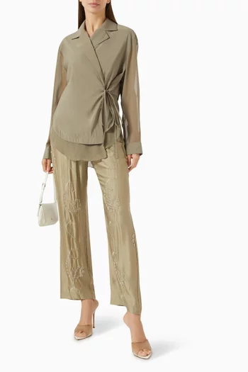 Bead-embellished Drawstring Pants