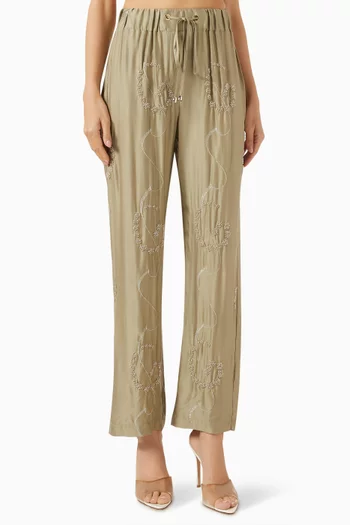 Bead-embellished Drawstring Pants