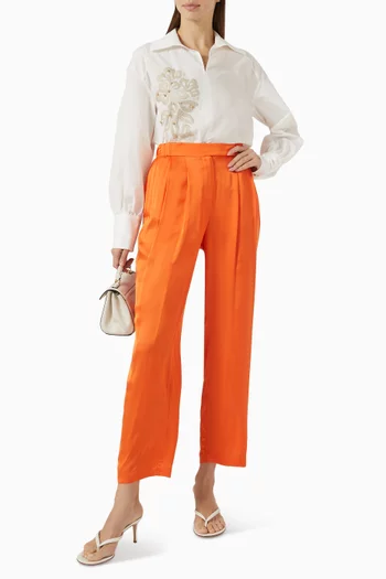 Cropped Pants in Satin