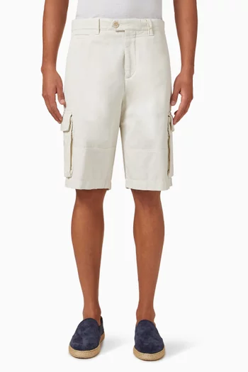 Garment-dyed Bermuda Shorts in Cotton Gabardine
