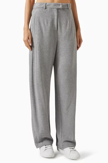 Wide-leg Pants in Sparkling Piqué
