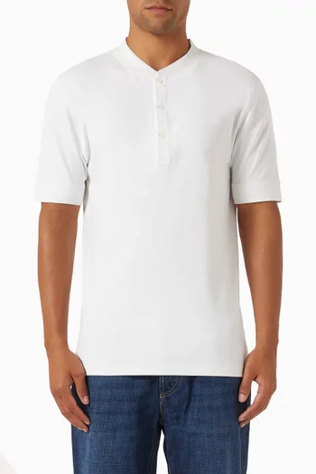 Henley Collar T-shirt in Cotton-blend