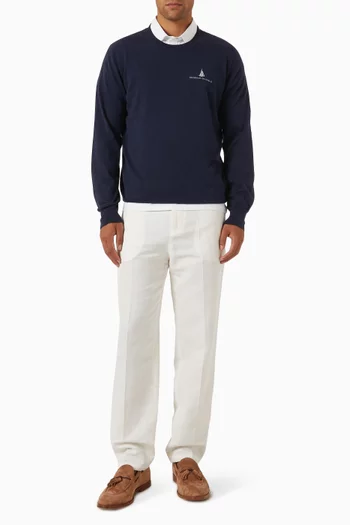 Logo Embroidered Sweater in Cotton Knit