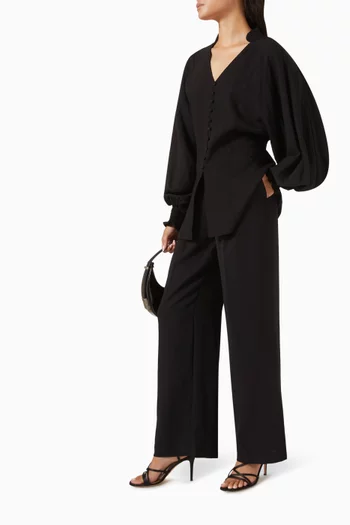 بلوزة بأكمام منفوخة