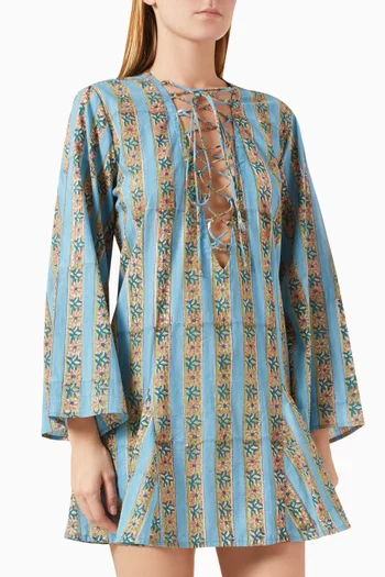 Lace-up Printed Mini Kaftan