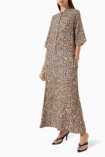 Classic Mirrors Leopard-print Kaftan