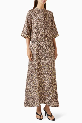 Classic Mirrors Leopard-print Kaftan