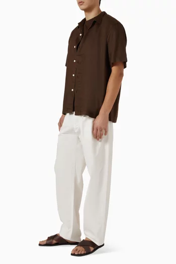 Printed Shirt in Linen-blend