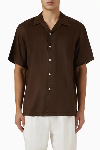 Printed Shirt in Linen-blend