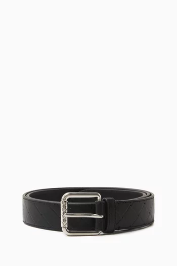 Stamp Belt in Intrecciato-embossed Leather