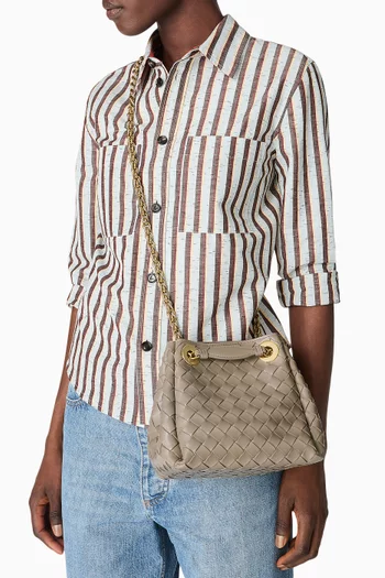 Small Parachute Chain Shoulder Bag in Intrecciato Leather
