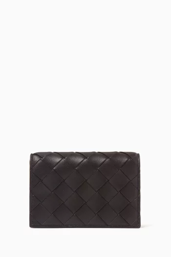 Business Card Case in Intrecciato Leather