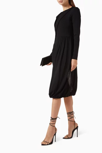 Scarf-detail Midi Dress in Knit