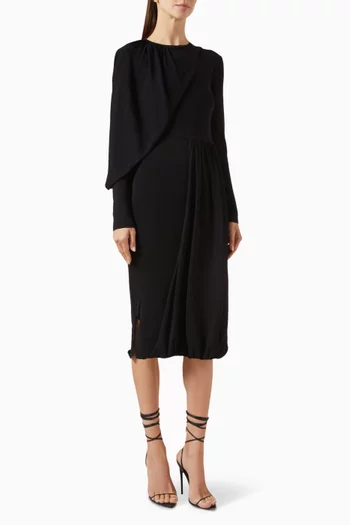 Scarf-detail Midi Dress in Knit