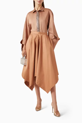 Handkerchief Hem Midi Skirt
