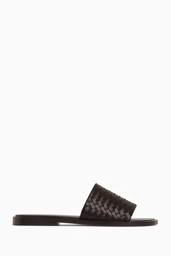 Elio Mules in Intrecciato Leather