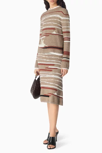 Graphic Knit Skirt in Linen & Cotton