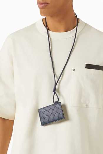 Badge Holder in Intrecciato Leather