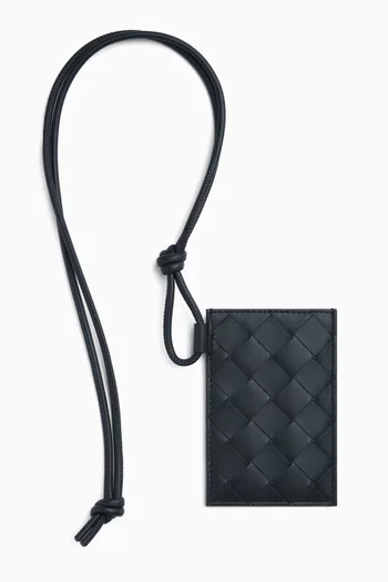 Badge Holder in Intrecciato Leather