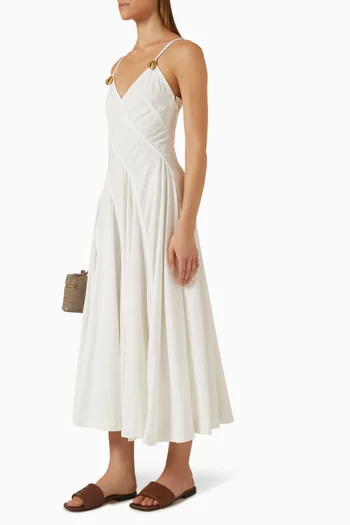 Metal Drop Midi Dress in Compact Cotton
