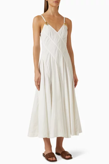 Metal Drop Midi Dress in Compact Cotton