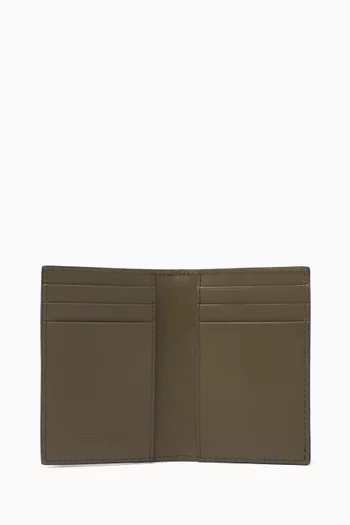 Flap Card Case in Intrecciato Leather