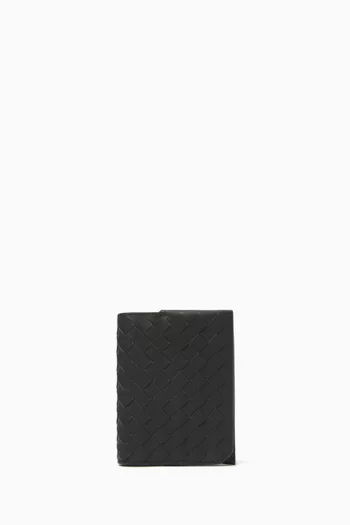 Piccolo Flap Card Case in Intrecciato Leather