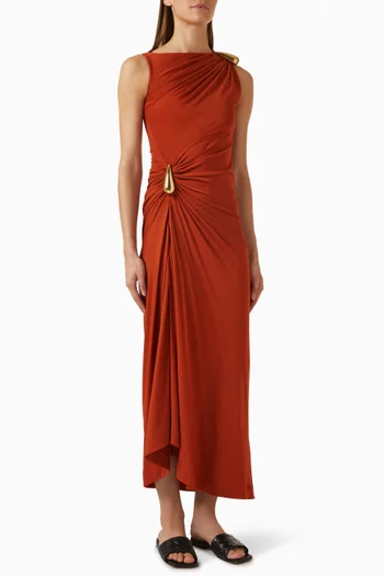 Metal Drop Maxi Dress in Viscose Jersey