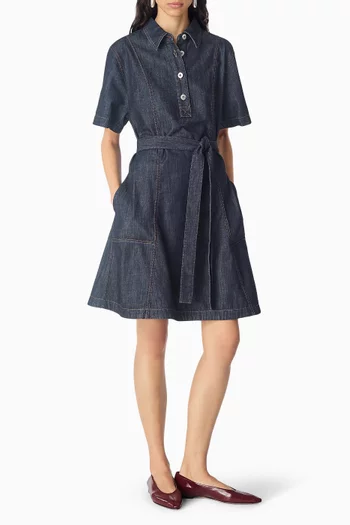 Belted Mini Dress in Denim