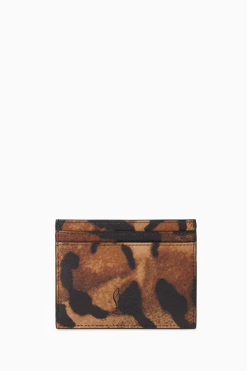 Loubi 54 Card Holder in Leopard-printed Leather