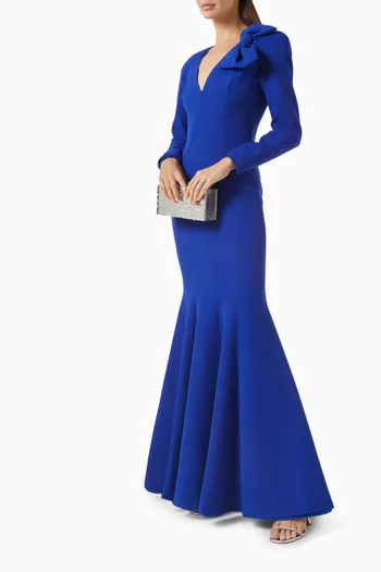V-neck Mermaid Gown in Crepe