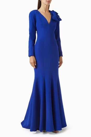 V-neck Mermaid Gown in Crepe