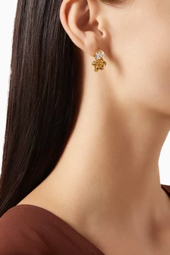 Flower Crystal Earrings in Gold-plated Brass