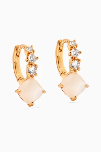 Crystal Huggie Earrings in Gold-plated Brass